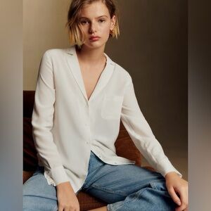 Sezane Florence Classic Cream Silk Blouse